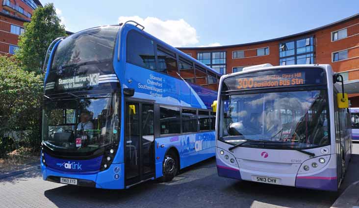 First Essex Scania N250UD ADL Enviro400MMC 36843 & ADL Enviro350H 67902